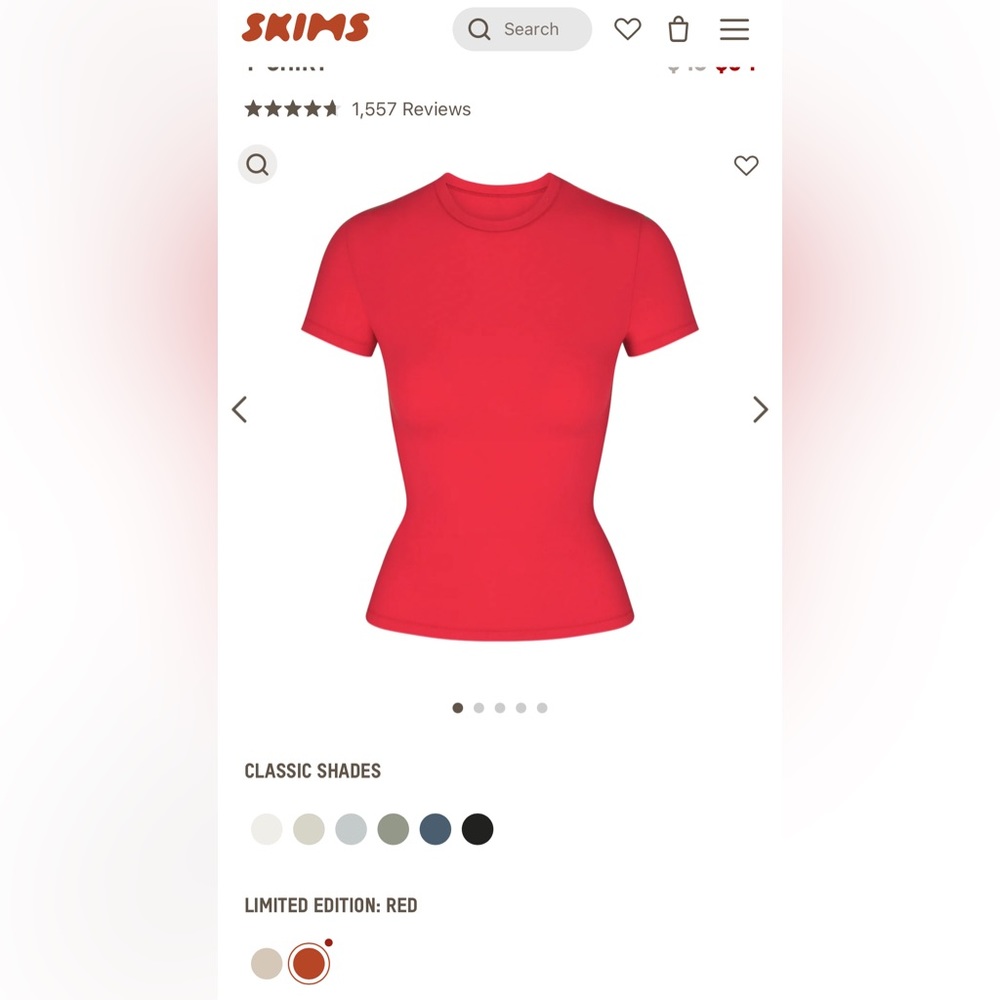 SKIMS Limited Edition Cotton Jersey T-Shirt (sold out size!)